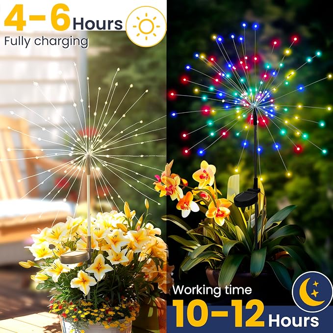 GIGALUMI Garden Decor Outdoor Lights 120LED 8Pack, Solar Garden Lights - Image 2