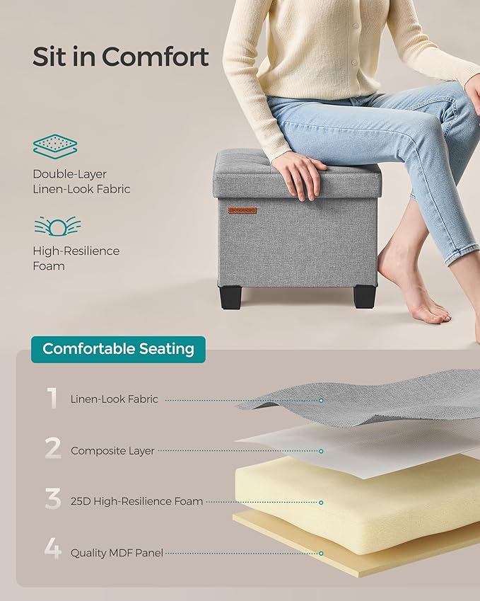 SONGMICS Storage Ottoman, Small Ottoman Foot Rest - Image 5