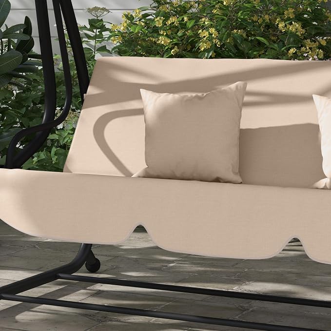 Outsunny 3-Seat Outdoor Patio Swing Chair, Converting Flatbed, Outdoor Swing - Image 9