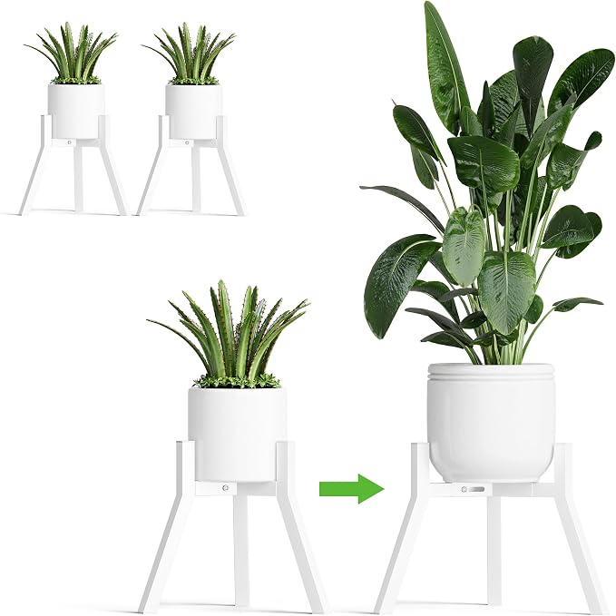 Adjustable Plant Stands Set of 2, Metal Small Plant Holder, Heavy Duty Stable by IRCPEN