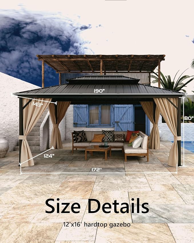 GarveeLife Hardtop Gazebo 12 ft x16 ft - Image 3