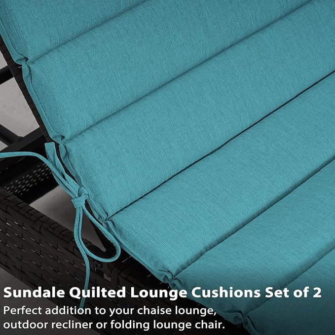 Sundale Outdoor Olefin Quilted Lounge Cushion Set of 2, Patio Foldable Chaise - Image 6