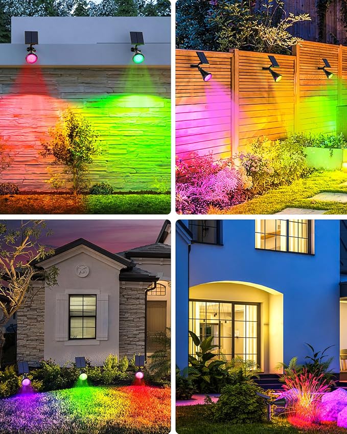 Solar Spot Lights Outdoor Color Changing, 7 Modes/14 LED Outdoor Solar Lights - Image 7
