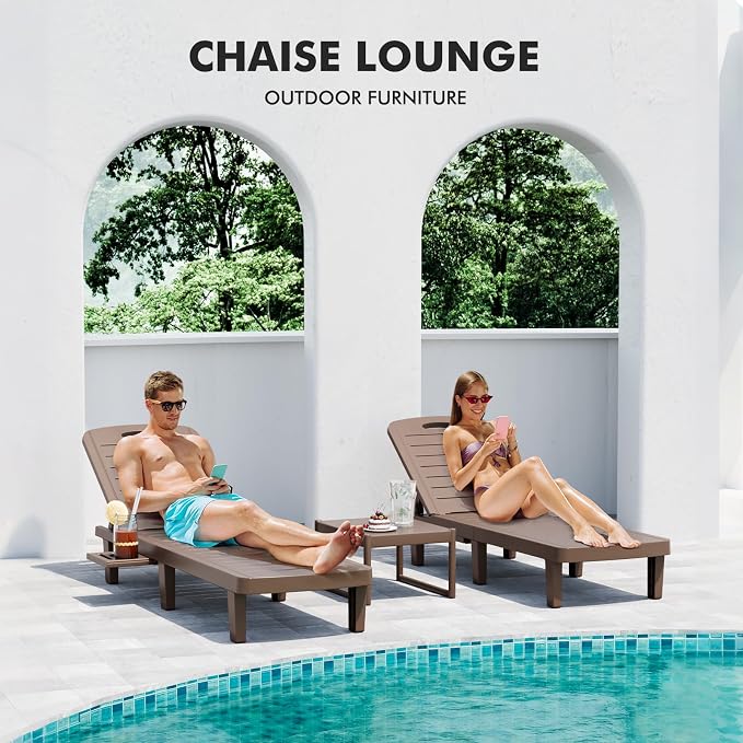WACASA Outdoor Chaise Lounge Chairs Set of 4, Oversized Lounge Chairs - Image 3