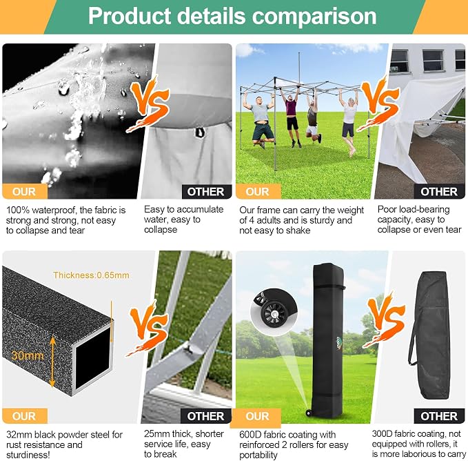 COBIZI 10x10 Pop Up Canopy Tent - Image 4