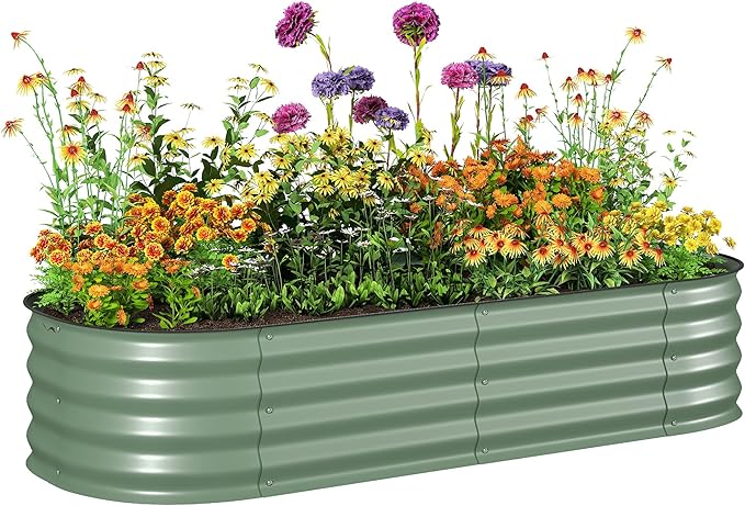 Outsunny 5' x 2' x 1' Galvanized Raised Garden Bed Kit, Outdoor Metal Elevated by Outsunny