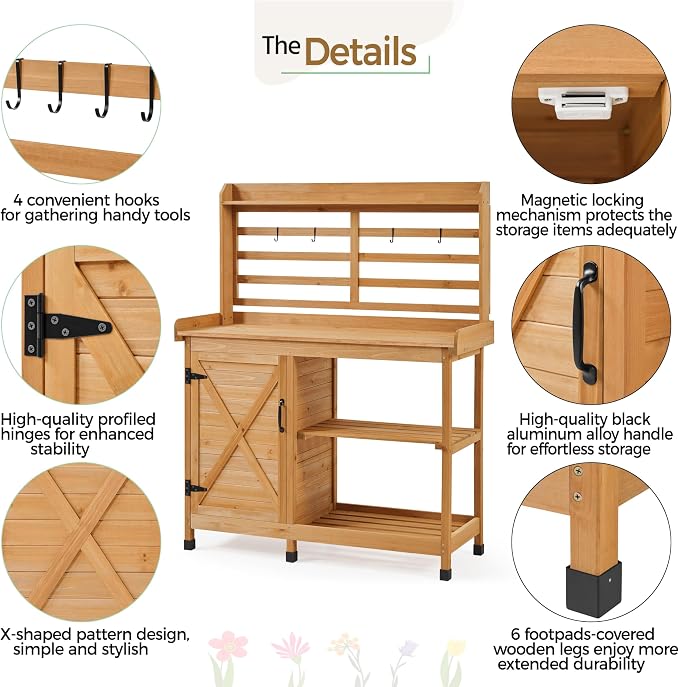 Yaheetech Outdoor Potting Bench, Large Horticulture Work Table Workstation - Image 5