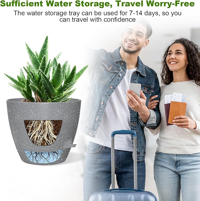 12 Inch Large Self Watering Pots, Flower Pots - Image 5