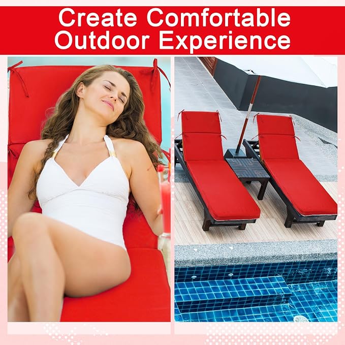 2 Pcs Indoor Outdoor Chaise Lounge Cushions Sponge Bench Outdoor Furniture - Image 4