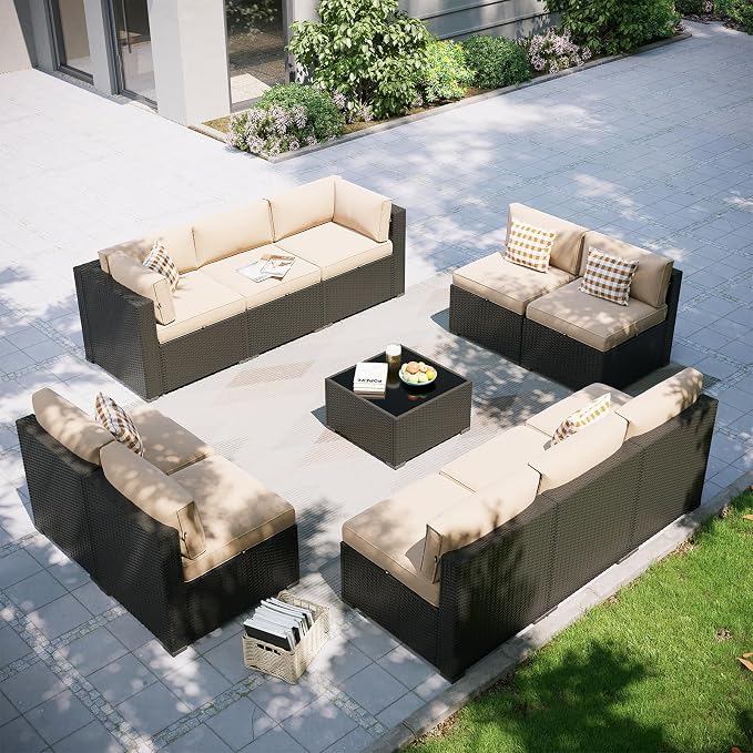 Aoxun Patio Furniture Set, 11 Piece Outdoor Sectional Sofas by Aoxun