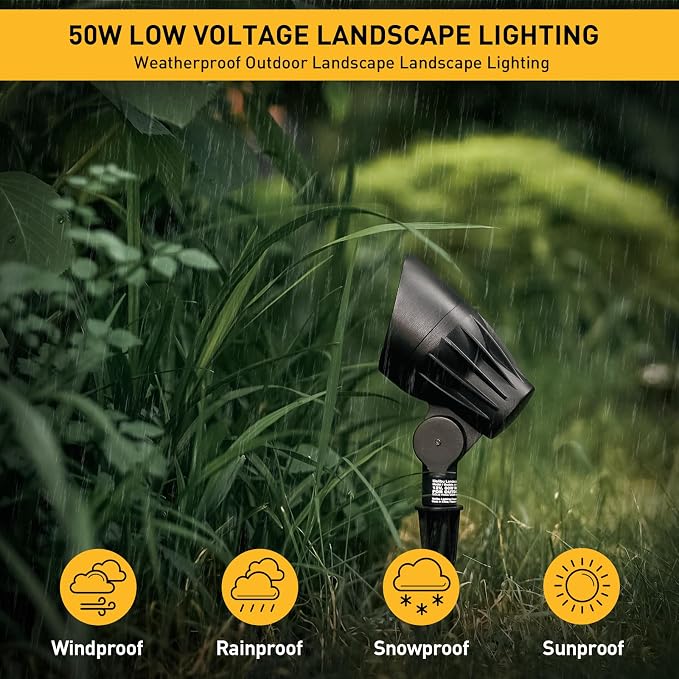 Malibu Landscape Lighting Outdoor 50W Spotlight Waterproof Halogen Floodlight - Image 3