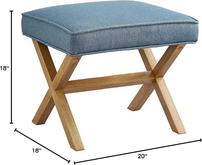 Amazon Brand – Rivet Mid-Century Modern X Stool Ottoman Chair, Indigo - Image 7