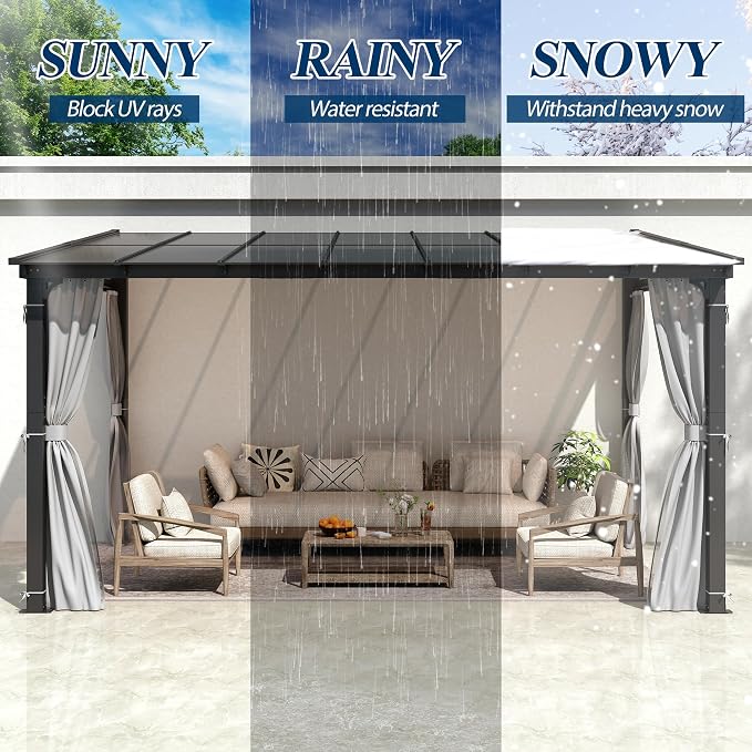 COVERONICS 10' X 13' Outdoor Polycarbonate Lean to Gazebo - Image 3