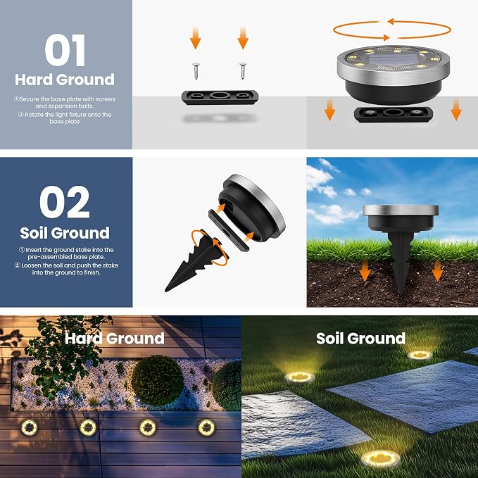 SOLPEX 10 Pack Solar Ground Lights Outdoor Waterproof, Solar Powered Pathway - Image 4