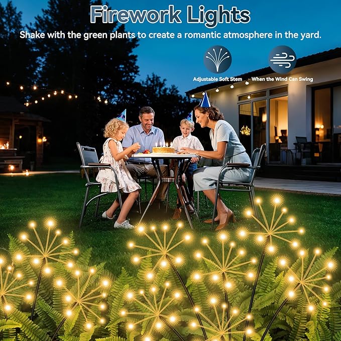 Solar Garden Lights 6 Pack Waterproof Swaying Starburst Light Solar Outdoor - Image 6