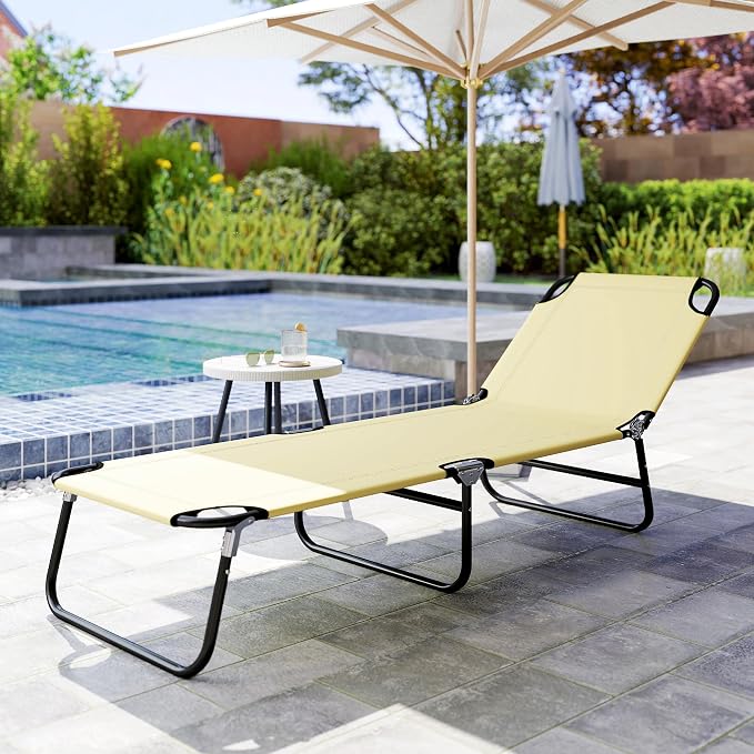 Outsunny Folding Chaise Lounge Pool Chairs, Outdoor Sun Tanning Chairs - Image 8