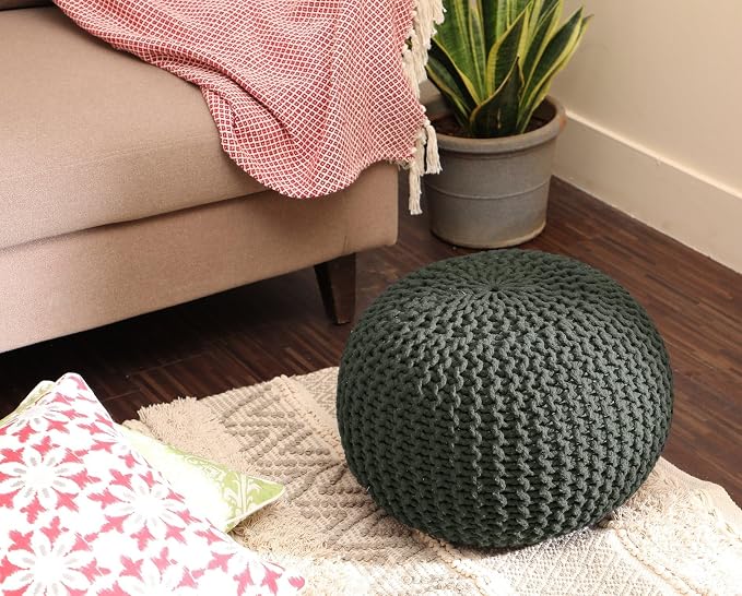 REDEARTH · Round Hand Knitted Pouf - Image 9