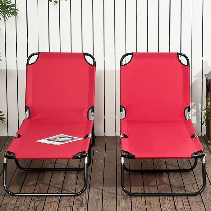 Outsunny 2 Piece Folding Chaise Lounge Pool Chairs, Outdoor Sun Tanning Chairs - Image 9