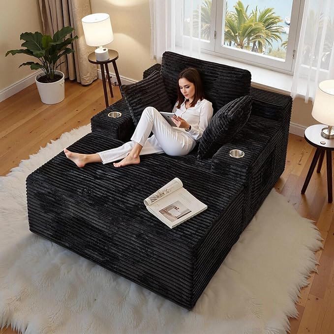 CHORRO67 Chaise Lounge Chair Indoor, Oversized Boneless Single Sleeeper Couch by CHORRO