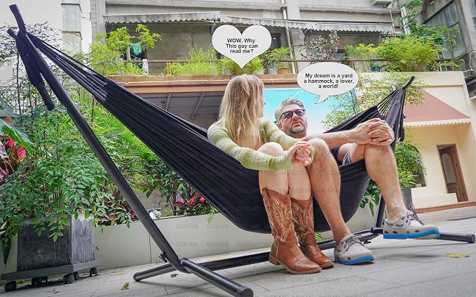 Double Hammock 2 Person Extra Large 330X150cm Load Capacity 600Pound Canvas - Image 2
