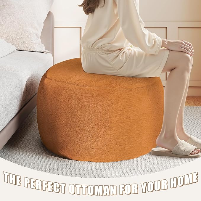 Round Pouf Ottoman Foot Rest, 29 X 18Inch Floor Poufs Footstool, A Round Modern - Image 5