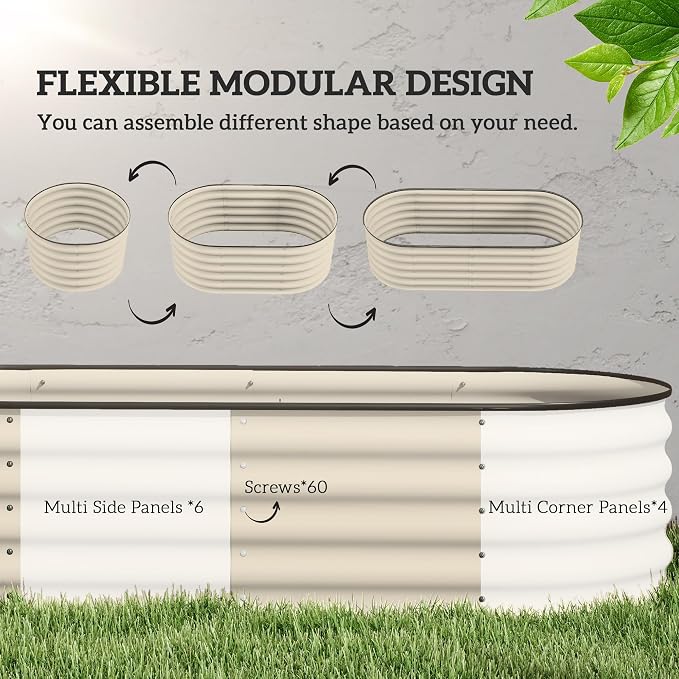 Outsunny 6.5' x 2' x 1.4' Galvanized Raised Garden Bed Kit, Outdoor Metal - Image 3