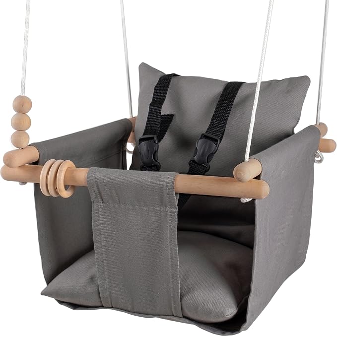 Indoor Outdoor Baby Swing with 3-Point Harness and Hardware by MassLumberUniqueProducts