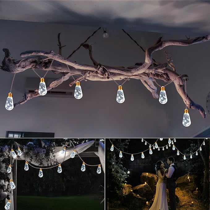 Solar Outdoor String Lights, 2 Pack 20Ft Vintage Rope Hemp Solar Patio Lights - Image 7