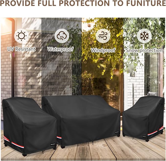 Patio Furniture Covers, 3 Piece Heavy Duty Waterproof Outdoor Furniture Covers - Image 7