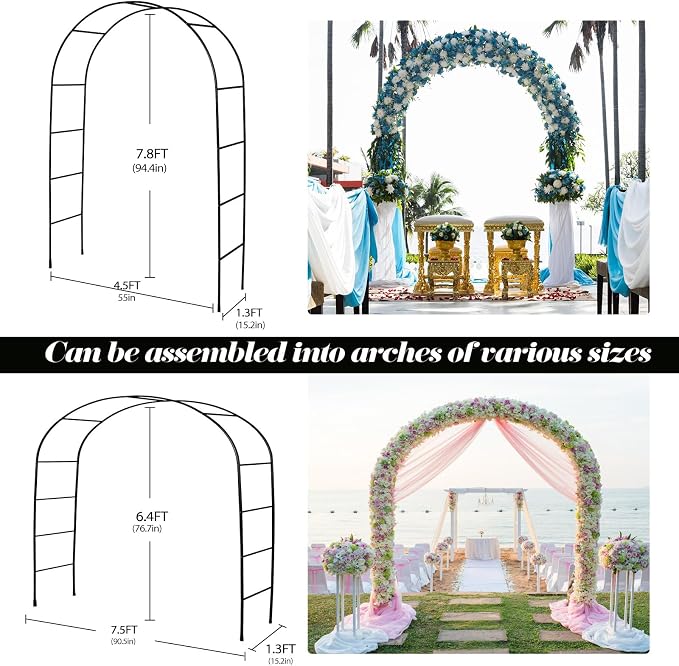 Thickened 0.7mm Tube Garden Arch Trellis, 4.6 * 7.8 or 6.4 * 7.5Ft, Metal - Image 2