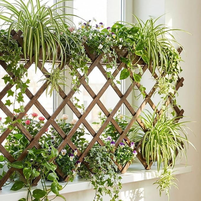 Expandable Garden Trellis, Wooden Lattice Fence Wall Panel Lattice Panels - Image 4