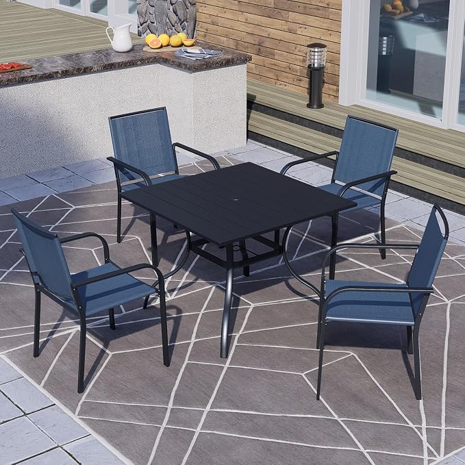 5 Pieces Patio Dining Set, Outdoor Furniture Set Includes 1 Square Patio Table - Image 8