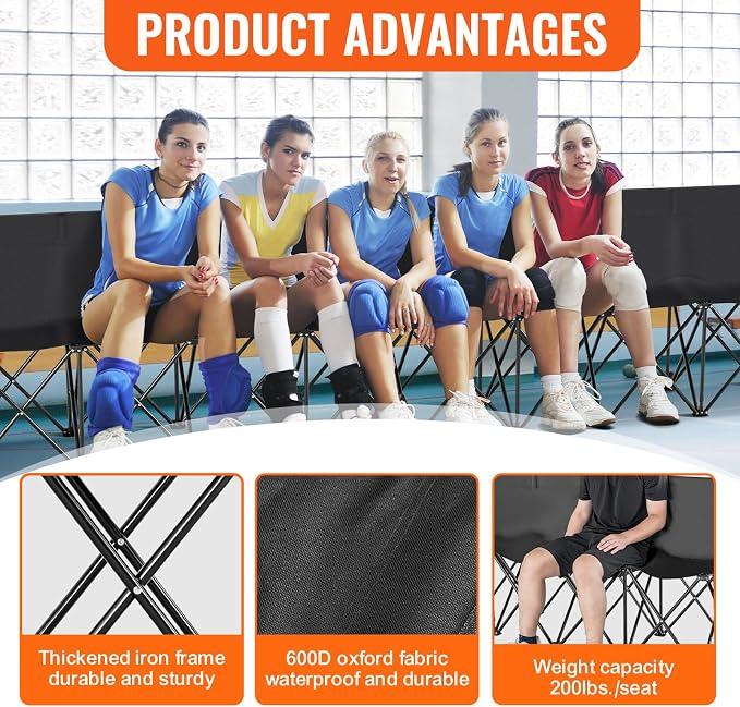 VEVOR Portable Folding Bench, 8 Seats Foldable Sideline Bench, Outdoor Camping - Image 6