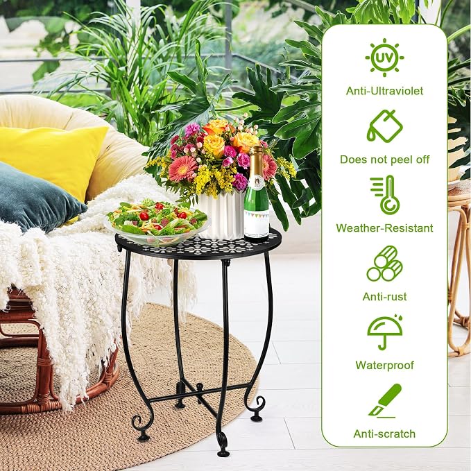 2 Pack 14 Inch Outdoor Side Table - Image 6