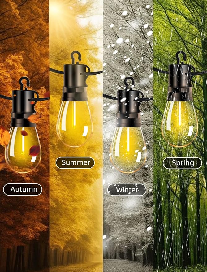 Outdoor Patio String Lights: S14 Shatterproof Bulb Outside Waterproof Light - - Image 6