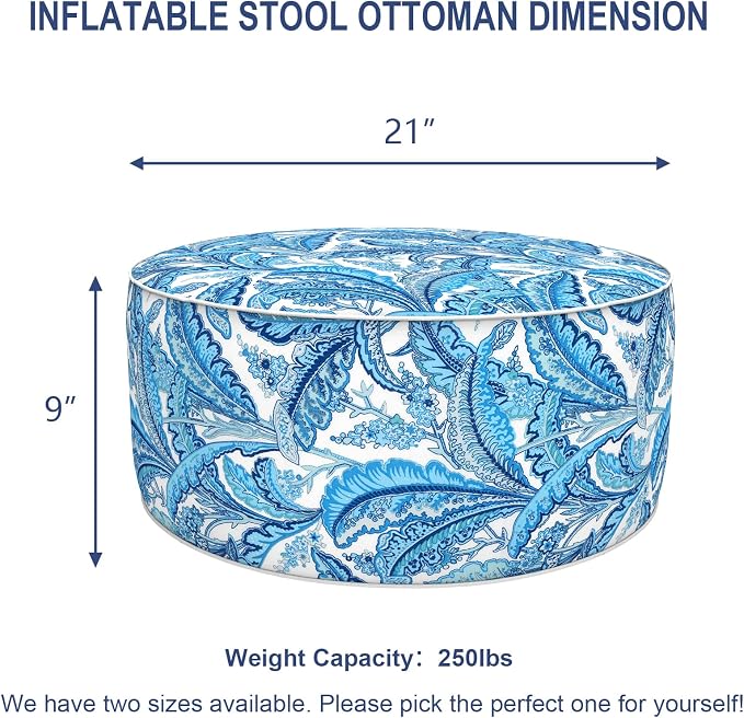 Patio Inflatable Ottoman, 21x9 Inch Portable Stool Ottoman - Image 2