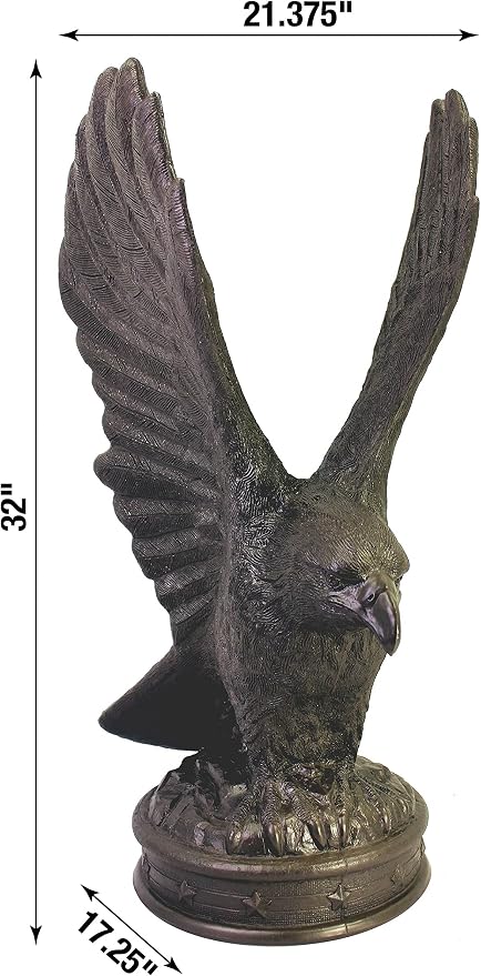 EMSCO Group Freedom Eagle Statue 32in Outdoor Garden Decor, Natural Bronze - Image 7