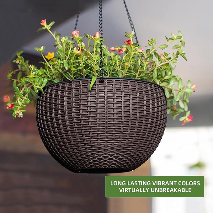 Dexceder 13.5 Inch Large Self Watering Hanging Planters Indoor Outdoor - Image 6