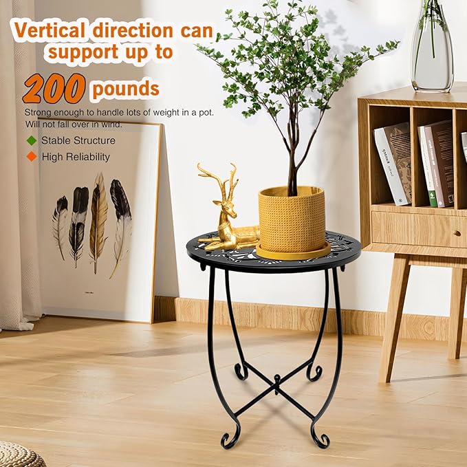 Fashion&cool Patio Side Tables, 14 Inch Weather Resistant Metal Outdoor Side - Image 4