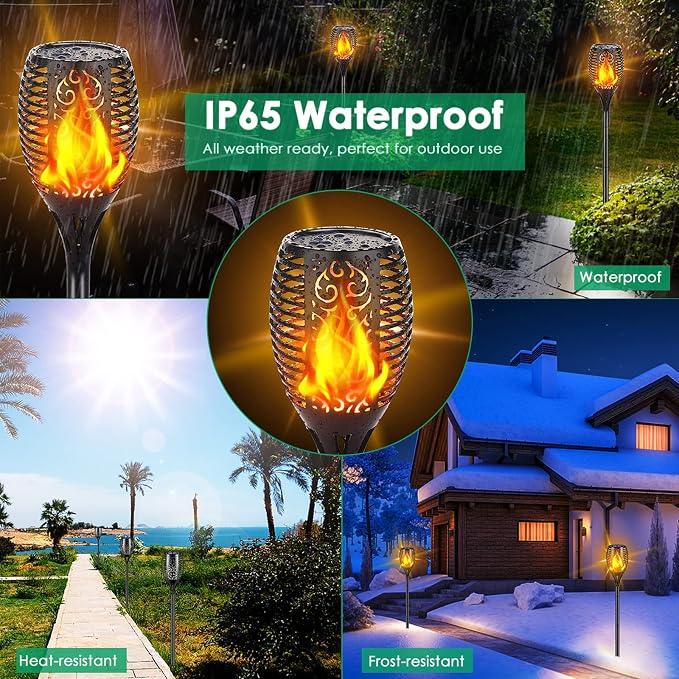TomCare Solar Lights Outdoor 99 LED Higher & Larger Flickering Flame Solar - Image 8