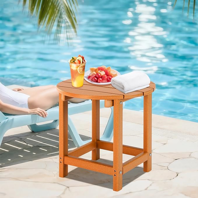 LZRS Round Adirondack Patio Side Table End Table, Outdoor Side Tables - Image 2