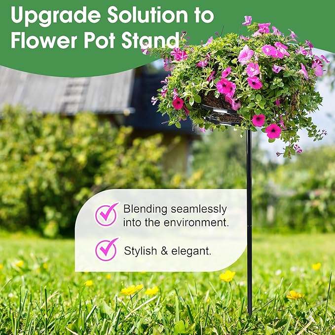 Tellingyou 4 Pack Adjustable Outdoor Flower Pot Stand, Metal Outdoor Plant - Image 5