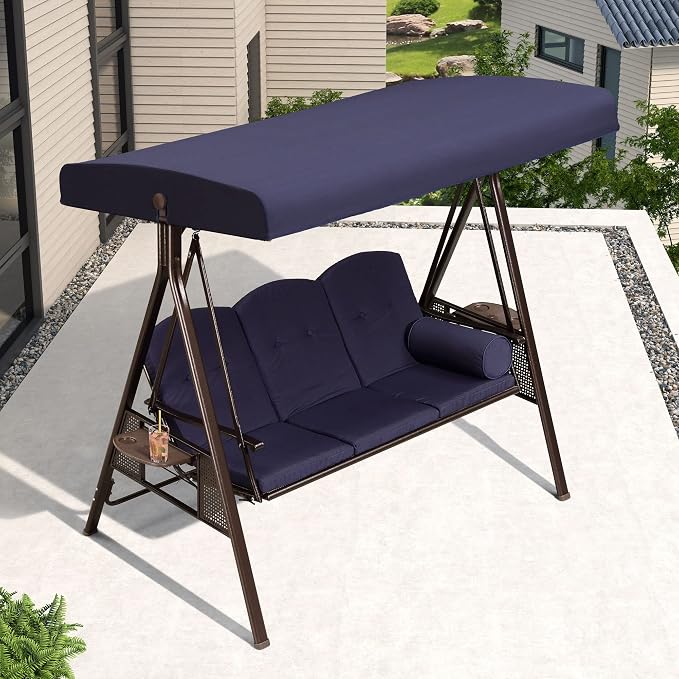 PURPLE LEAF 3-Seat Deluxe Outdoor Patio Porch Swing - Image 8