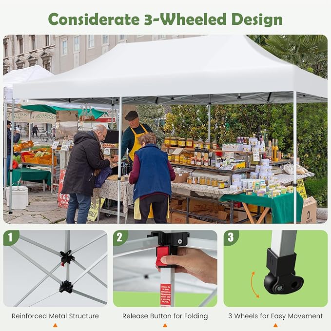 Tangkula 10x20 Ft Pop Up Canopy, UPF 50+ Easy Setup Instant Canopy Tent - Image 7