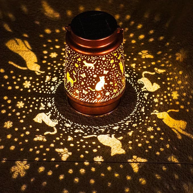 Cat Solar Lanterns Outdoor Waterproof Hanging Solar Lights Cat Gifts by TIGGSY
