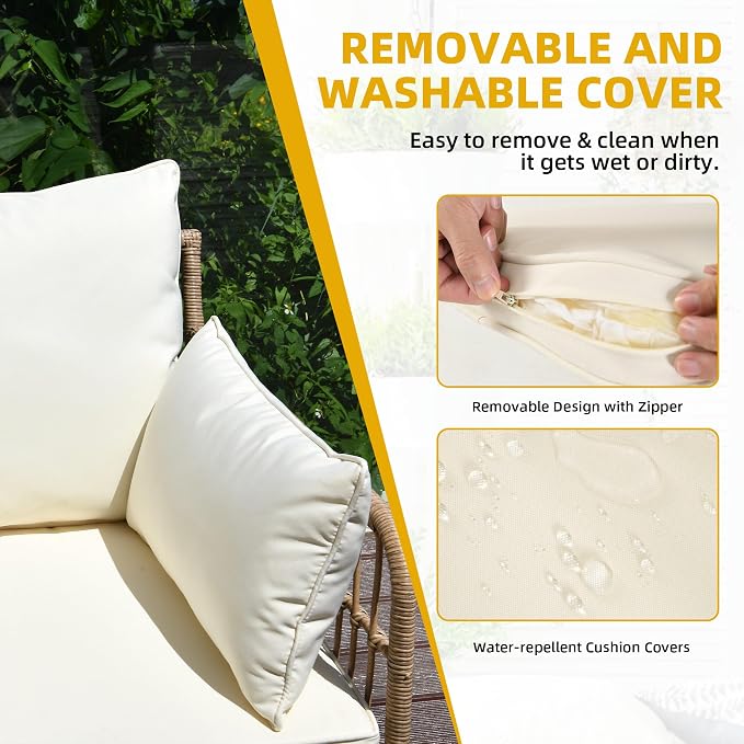 DWVO Patio Furniture Set, 4 Pieces Outdoor Patio Conversation Set, All-Weather - Image 5