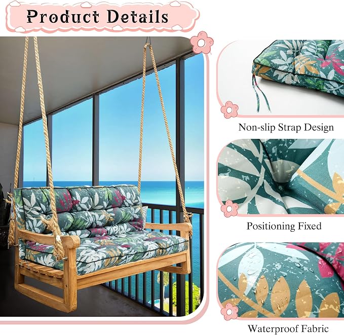 2-3 Seat Swing Replacement Cushion, Outdoor Bench Cushions - Image 3