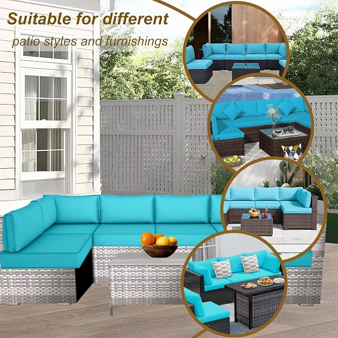 14 Piece Outdoor Patio Cushion Cover Replacement, Waterproof Patio Cushion - Image 6