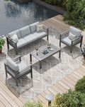 AECOJOY Aluminum Patio Furniture Set, 5 Seats Modern Outdoor Furniture by AECOJOY