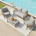 Aluminum Patio Furniture Set, 4 Seats Modern Outdoor Sectional Furniture by Oasbira